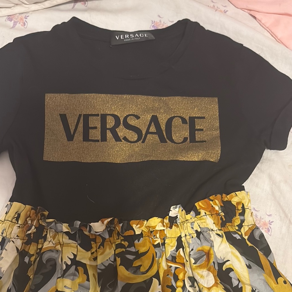 Versace Black Tee with Gold Logo